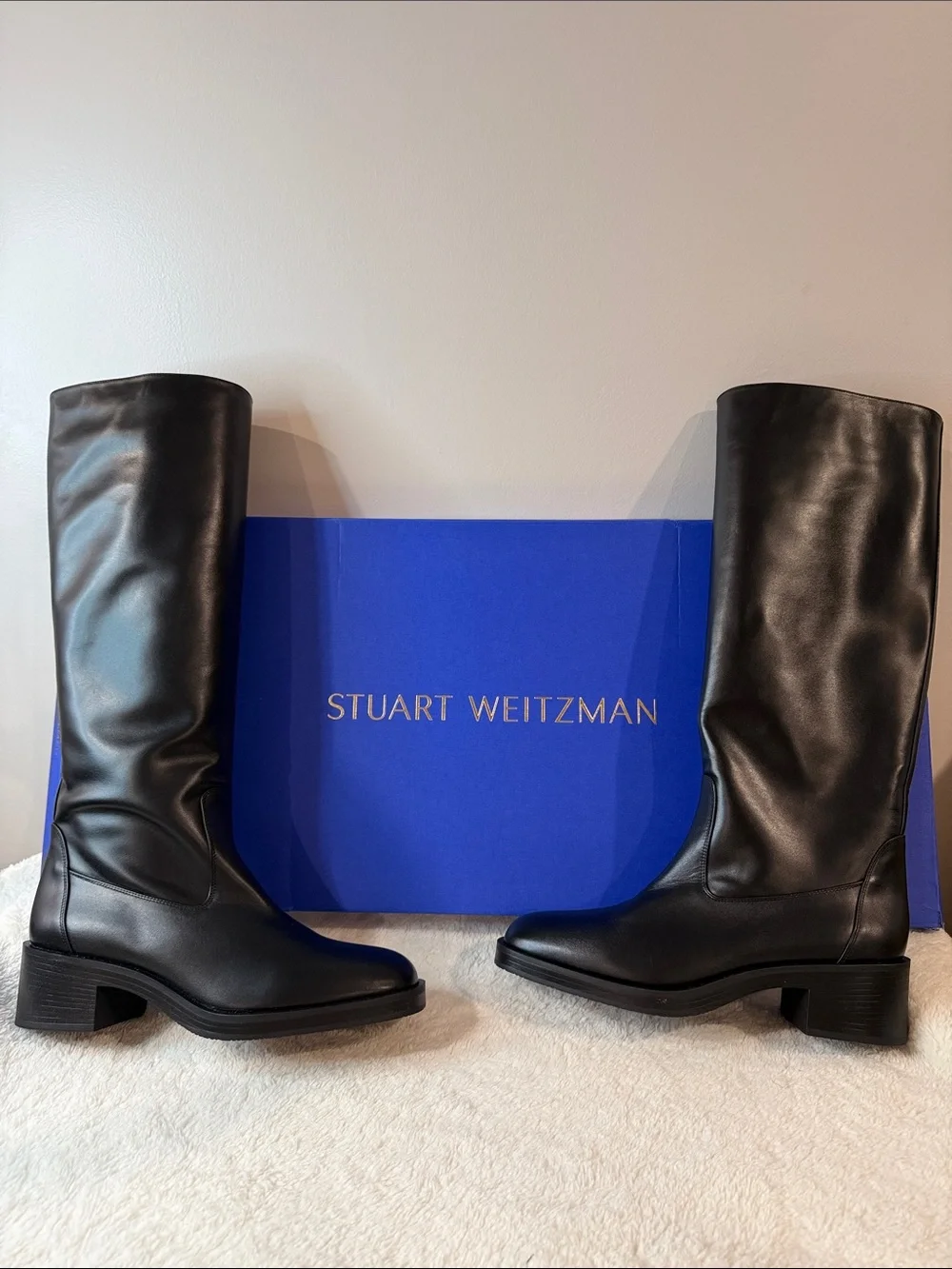 Stuart Weitzman Black Leather Kaia Knee High Boots (106)